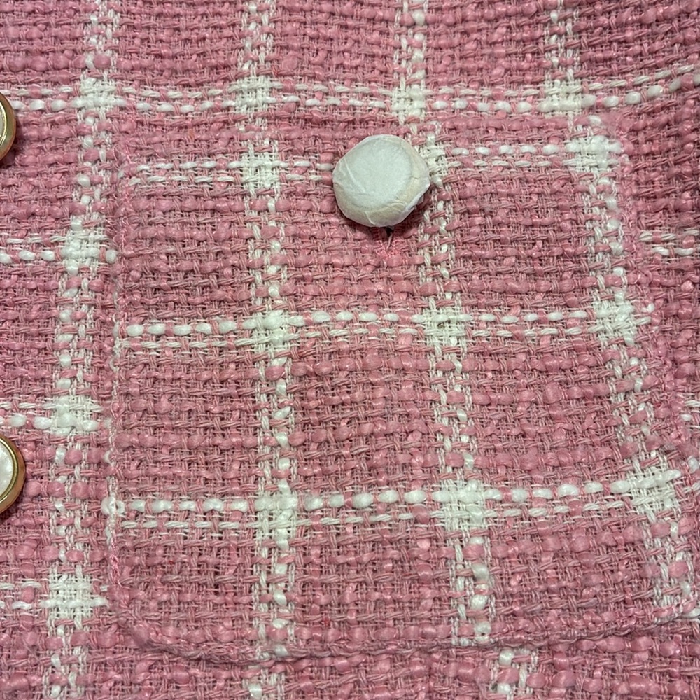 Rachel Zoe NWT Pink and White Tweed Blazer size Medium - Picture 7 of 8